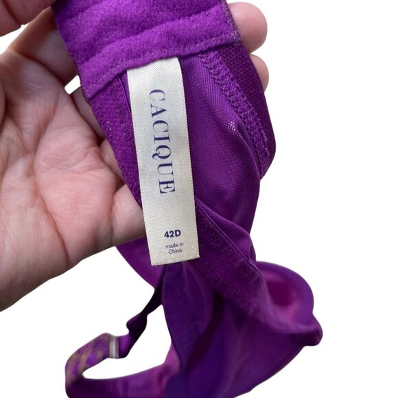 CACIQUE Bra Lace Full Coverage Lightly Lined Wired Size 42D Purple - Picture 4 of 6